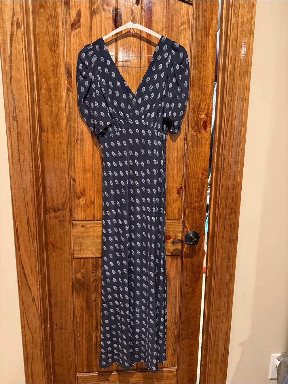 Banana Republic Navy Maxi Dress with White Paisley Print